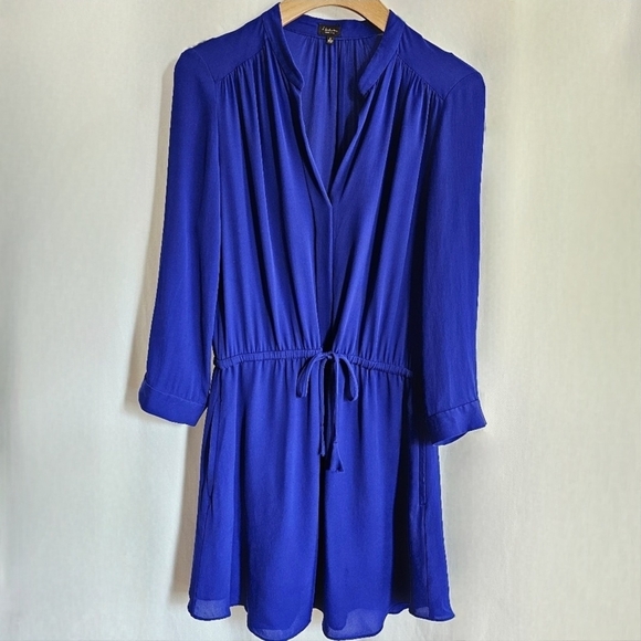 🇨🇦 Aritzia T. Babaton Long Sleeve Silk Bennett Dress - Cobalt Blue - Picture 13 of 16